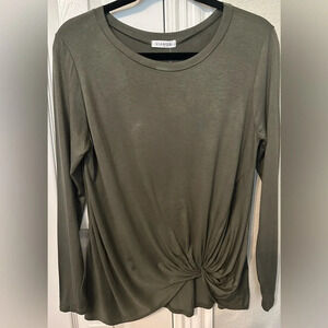 Viamore green long sleeve front twist shirt - size S